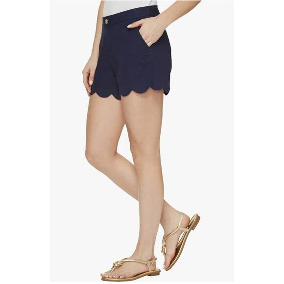 Lilly Pulitzer Women's Buttercup Scalloped Hem Casual Shorts True Navy Size 10 - Picture 3 of 11